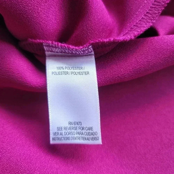 NWT Melonie T Plus Long Sleeve High-Low Fit Flare Dress Satin Mulberry Petite 6P - Picture 9 of 15